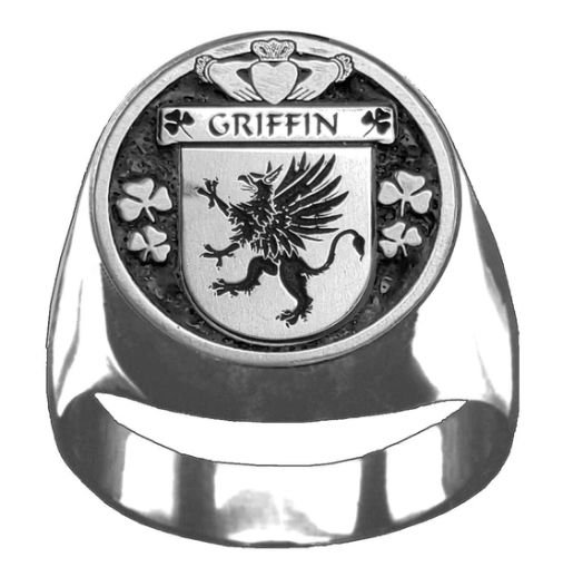 Image 1 of Griffin Irish Coat Of Arms Family Crest Mens Sterling Silver Ring