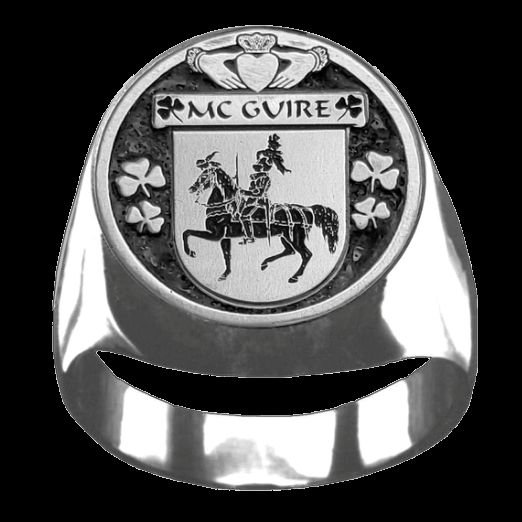 Image 0 of McGuire Irish Coat Of Arms Family Crest Mens Sterling Silver Ring