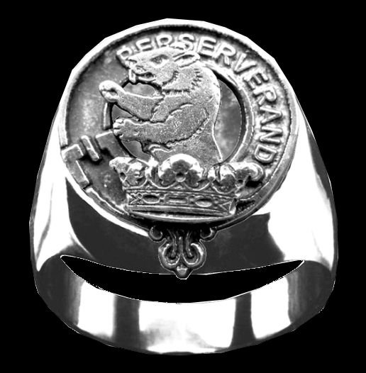 Image 0 of Beveridge Clan Badge Mens Clan Crest Sterling Silver Ring