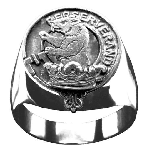 Image 1 of Beveridge Clan Badge Mens Clan Crest Sterling Silver Ring