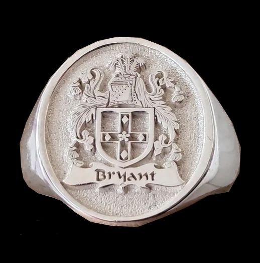 Image 4 of Embossed Coat Of Arms Oval Family Crest Medium Mens Sterling Silver Ring