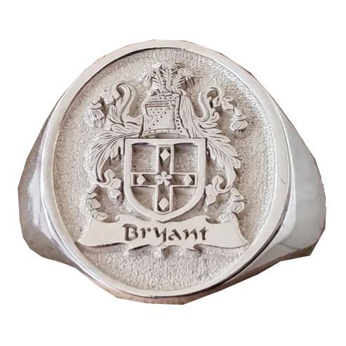 Image 5 of Embossed Coat Of Arms Oval Family Crest Medium Mens Sterling Silver Ring