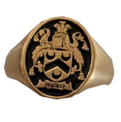 Image 3 of Embossed Coat Of Arms Oval Family Crest Extra Large Mens Gold Filled Ring
