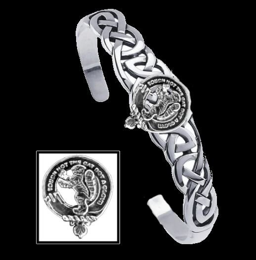 Image 0 of Chattan Clan Badge Sterling Silver Clan Crest Interlace Cuff Bracelet