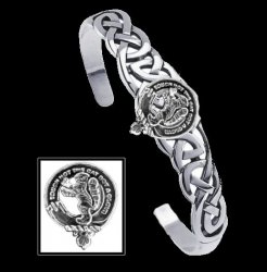 Chattan Clan Badge Sterling Silver Clan Crest Interlace Cuff Bracelet