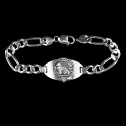 Bruce Clan Badge Link Mens Sterling Silver Clan Crest Bracelet