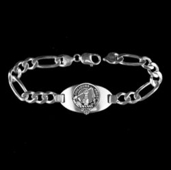 Carmichael Clan Badge Link Mens Sterling Silver Clan Crest Bracelet