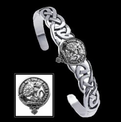 MacBain Clan Badge Sterling Silver Clan Crest Interlace Cuff Bracelet