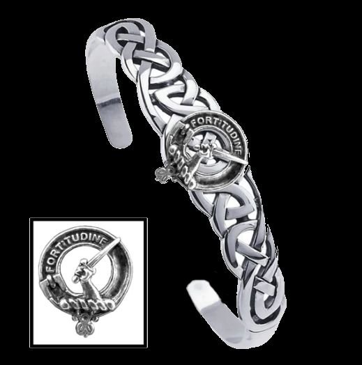 Image 0 of MacRae Clan Badge Sterling Silver Clan Crest Interlace Cuff Bracelet