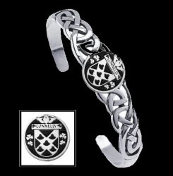 Connelly Irish Coat Of Arms Sterling Silver Family Crest Interlace Cuff Bracelet