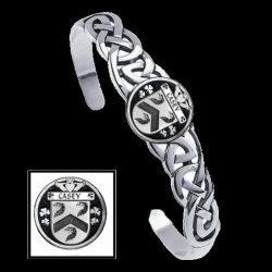 Casey Irish Coat Of Arms Sterling Silver Family Crest Interlace Cuff Bracelet