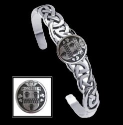 Coffee Irish Coat Of Arms Sterling Silver Family Crest Interlace Cuff Bracelet