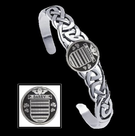Image 0 of Barry Irish Coat Of Arms Sterling Silver Family Crest Interlace Cuff Bracelet