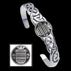 Barry Irish Coat Of Arms Sterling Silver Family Crest Interlace Cuff Bracelet