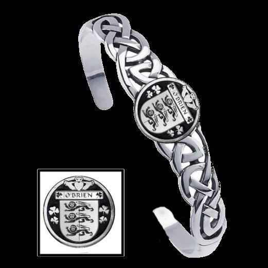 Image 0 of OBrien Irish Coat Of Arms Sterling Silver Family Crest Interlace Cuff Bracelet