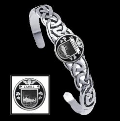 Cahill Irish Coat Of Arms Sterling Silver Family Crest Interlace Cuff Bracelet