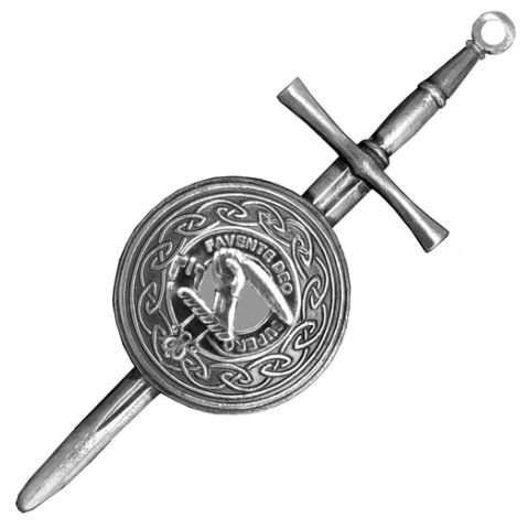 Image 1 of Mitchell Clan Badge Sterling Silver Dirk Shield Large Clan Crest Kilt Pin