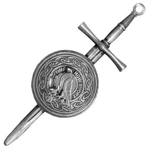 Image 1 of Akins Clan Badge Sterling Silver Dirk Shield Large Clan Crest Kilt Pin