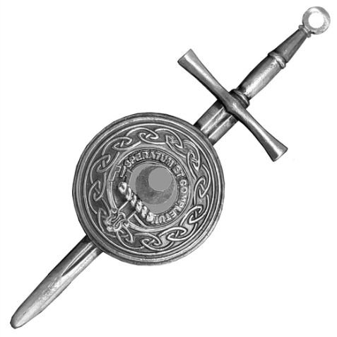 Image 1 of Arnott Clan Badge Sterling Silver Dirk Shield Large Clan Crest Kilt Pin