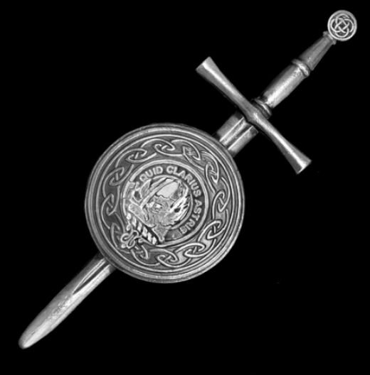 Image 0 of Baillie Clan Badge Sterling Silver Dirk Shield Large Clan Crest Kilt Pin
