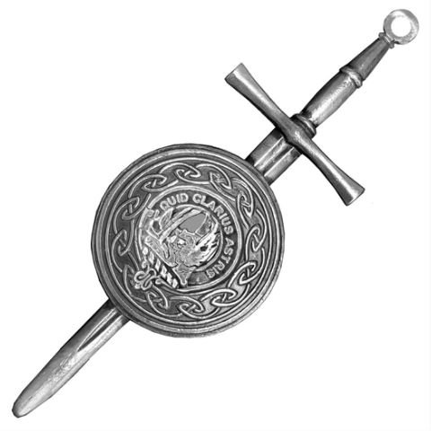 Image 1 of Baillie Clan Badge Sterling Silver Dirk Shield Large Clan Crest Kilt Pin