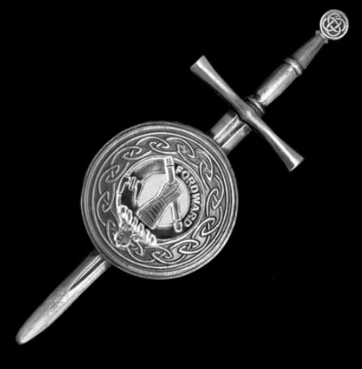 Image 0 of Balfour Clan Badge Sterling Silver Dirk Shield Large Clan Crest Kilt Pin