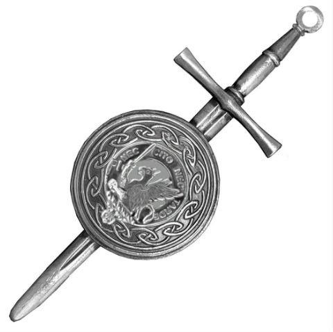Image 1 of Bannatyne Clan Badge Sterling Silver Dirk Shield Large Clan Crest Kilt Pin