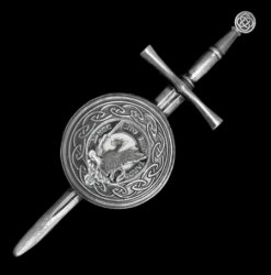 Bannatyne Clan Badge Sterling Silver Dirk Shield Large Clan Crest Kilt Pin