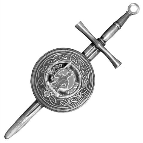 Image 1 of Bannerman Clan Badge Sterling Silver Dirk Shield Large Clan Crest Kilt Pin