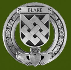 Blake Irish Coat Of Arms Claddagh Stylish Pewter Family Crest Badge  