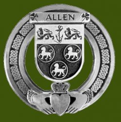 Allen Irish Coat Of Arms Claddagh Stylish Pewter Family Crest Badge  