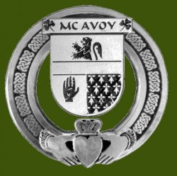 McAvoy Irish Coat Of Arms Claddagh Stylish Pewter Family Crest Badge  