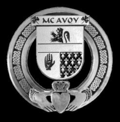 McAvoy Irish Coat Of Arms Claddagh Sterling Silver Family Crest Badge   