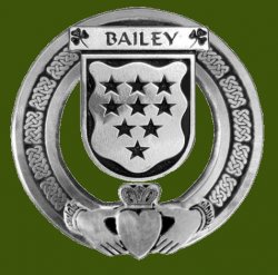 Bailey Irish Coat Of Arms Claddagh Stylish Pewter Family Crest Badge  