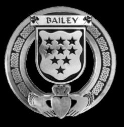 Bailey Irish Coat Of Arms Claddagh Sterling Silver Family Crest Badge   
