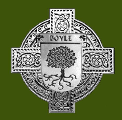 Image 0 of Boyle Irish Coat Of Arms Celtic Cross Stylish Pewter Family Crest Badge 