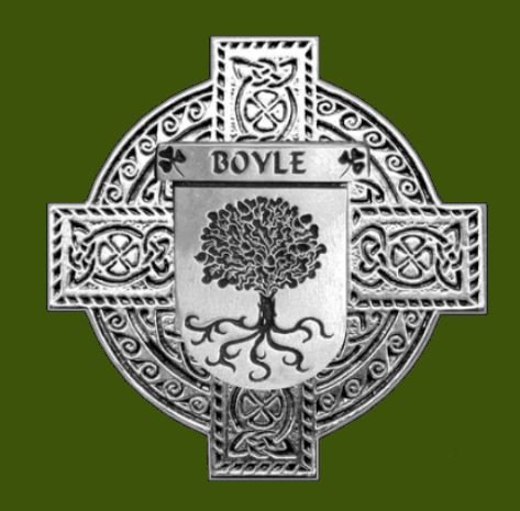 Image 0 of Boyle Irish Coat Of Arms Celtic Cross Stylish Pewter Family Crest Badge 
