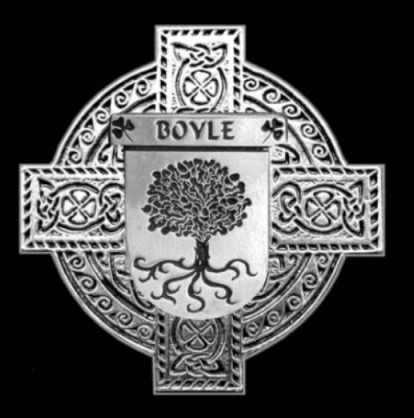 Image 0 of Boyle Irish Coat Of Arms Celtic Cross Sterling Silver Family Crest Badge 