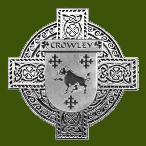 Image 0 of Crowley Irish Coat Of Arms Celtic Cross Stylish Pewter Family Crest Badge 