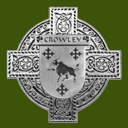 Crowley Irish Coat Of Arms Celtic Cross Stylish Pewter Family Crest Badge 
