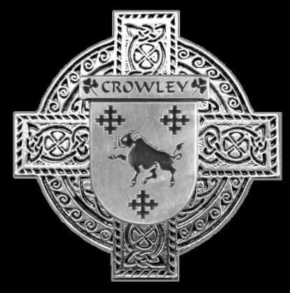 Image 0 of Crowley Irish Coat Of Arms Celtic Cross Sterling Silver Family Crest Badge 