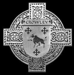 Crowley Irish Coat Of Arms Celtic Cross Sterling Silver Family Crest Badge 