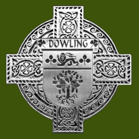 Image 0 of Dowling Irish Coat Of Arms Celtic Cross Stylish Pewter Family Crest Badge 