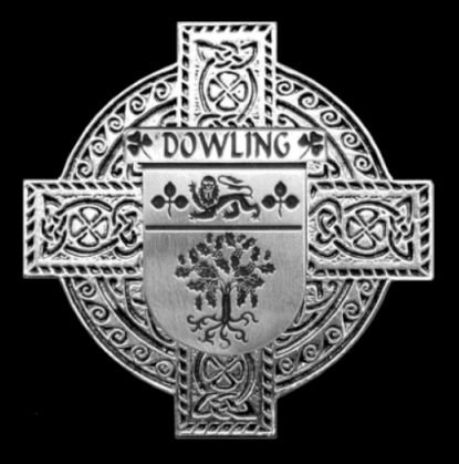 Image 0 of Dowling Irish Coat Of Arms Celtic Cross Sterling Silver Family Crest Badge 
