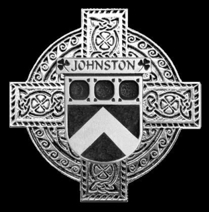 Image 0 of Johnston Irish Coat Of Arms Celtic Cross Sterling Silver Family Crest Badge 