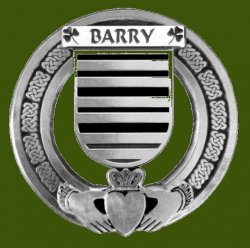Barry Irish Coat Of Arms Claddagh Stylish Pewter Family Crest Badge  