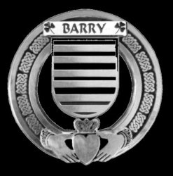 Barry Irish Coat Of Arms Claddagh Sterling Silver Family Crest Badge   