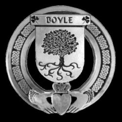 Boyle Irish Coat Of Arms Claddagh Sterling Silver Family Crest Badge   