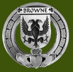 Browne Irish Coat Of Arms Claddagh Stylish Pewter Family Crest Badge  
