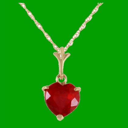Image 0 of Red Ruby Heart Cut Romantic Ladies 14K Yellow Gold Pendant